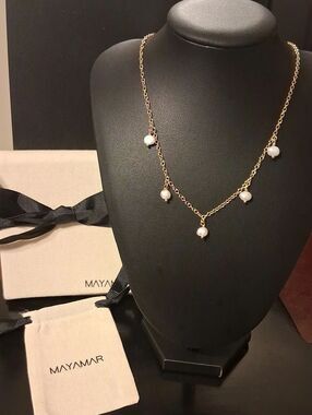 MAYAMAR Pearl Chain Necklace New With Mayamar Gift Box And Matching Dust Pouch